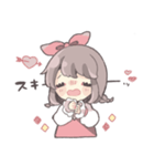 気持ちを伝えるリボンの女の子（個別スタンプ：3）