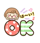 おかっぱ女子【元気なデカ文字×あいさつ】（個別スタンプ：5）
