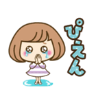 おかっぱ女子【元気なデカ文字×あいさつ】（個別スタンプ：32）