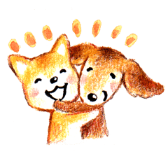 [LINEスタンプ] 敬語犬 柴犬 ダックス 色鉛筆と水彩絵具